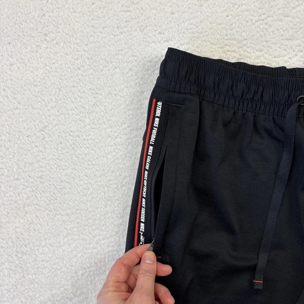 NIKE F.C. Mens Football Pants Small Black Soccer Sweatpants Zip Ankle Joggers